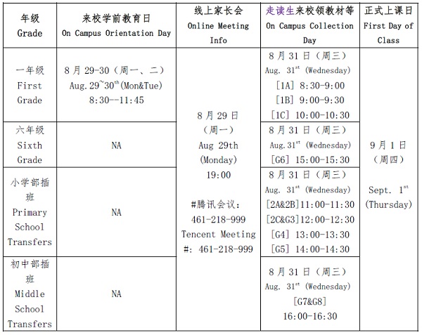 上海美高雙語學(xué)校2022秋學(xué)期入學(xué)須知